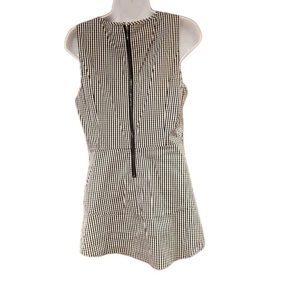 White House Black Market Sleeveless Black And White Checkered Hi Lo Blouse Sz 4 - Picture 2 of 3